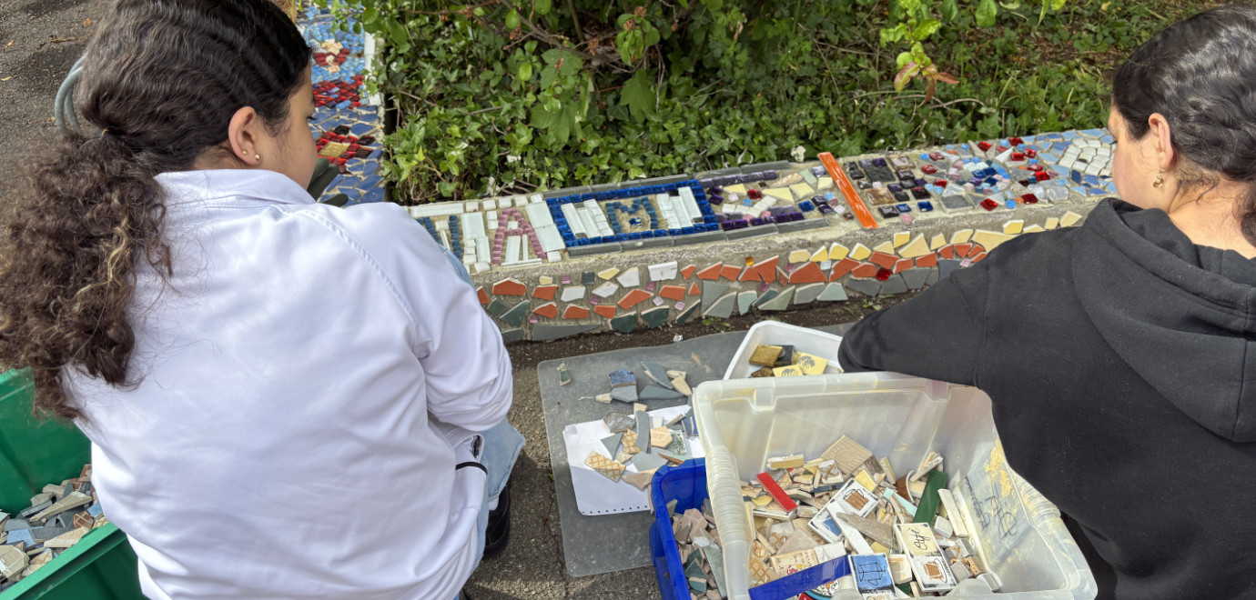 Das Mosaik des Volksbänkle nimmt Formen an